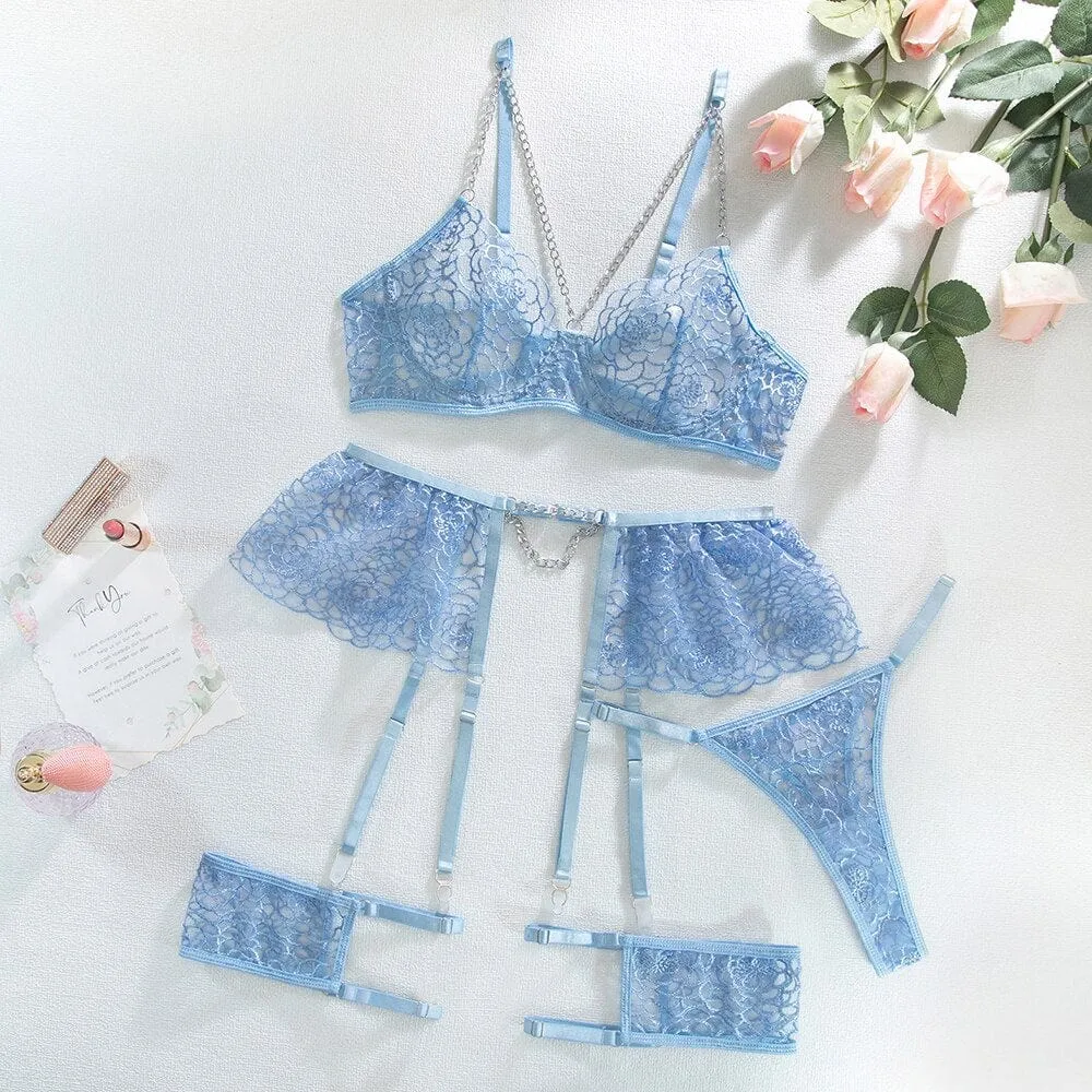 Conjunto de lencería femenina con volante