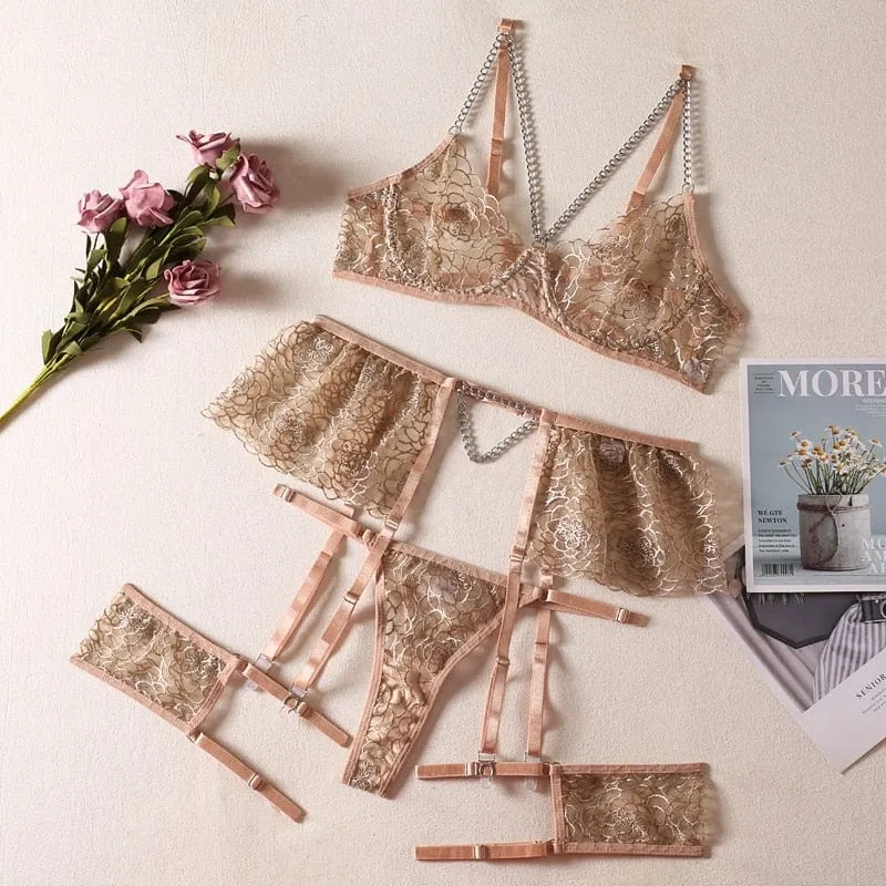 Conjunto de lencería femenina con volante