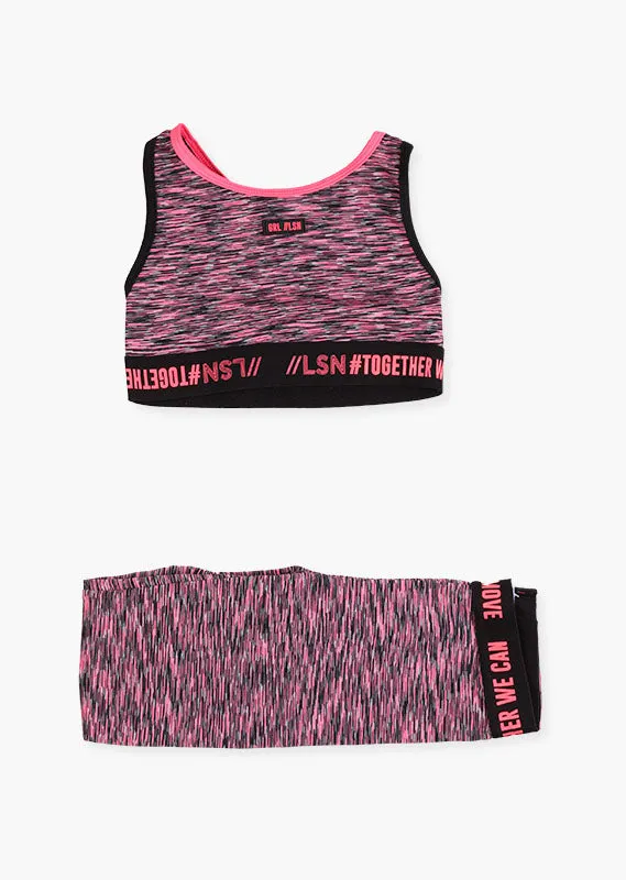 Conjunto deportivo top y legging rosa para niña Losan
