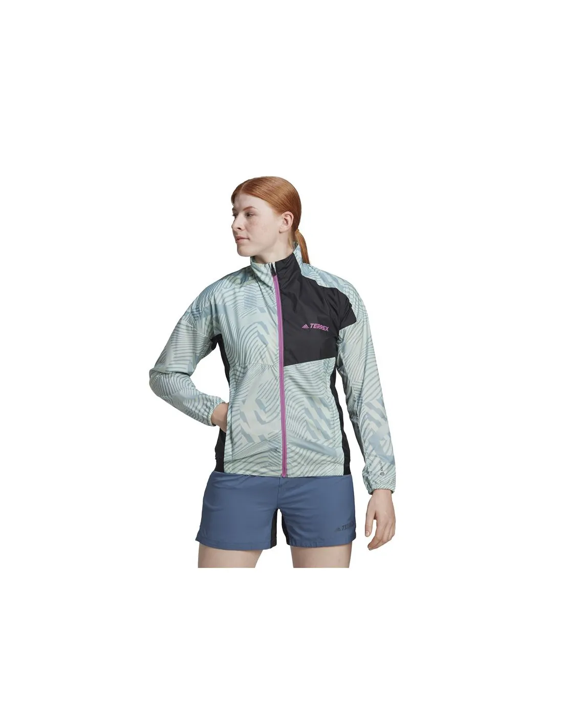 Cortavientos de trail adidas Printed Wind verde Mujer