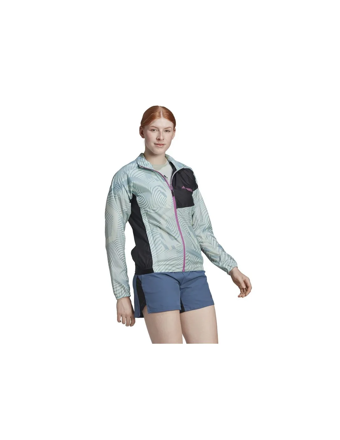 Cortavientos de trail adidas Printed Wind verde Mujer