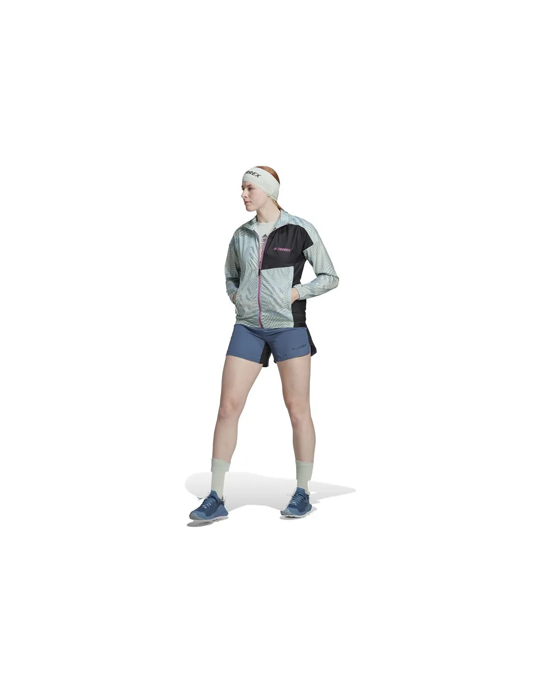 Cortavientos de trail adidas Printed Wind verde Mujer