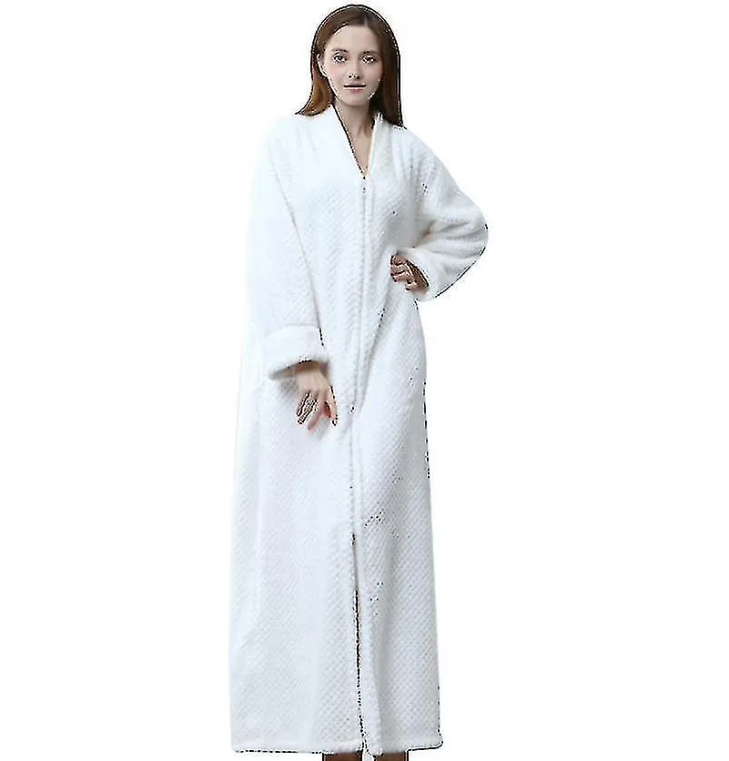 Cremallera Albornoz para mujer Franela Tois de lana Invierno Cálido Housecoat Camisón