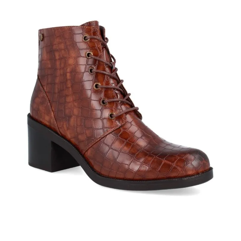 DAngela Kelyne DHO18088 Marrón. Botín cordones medio tacón mujer