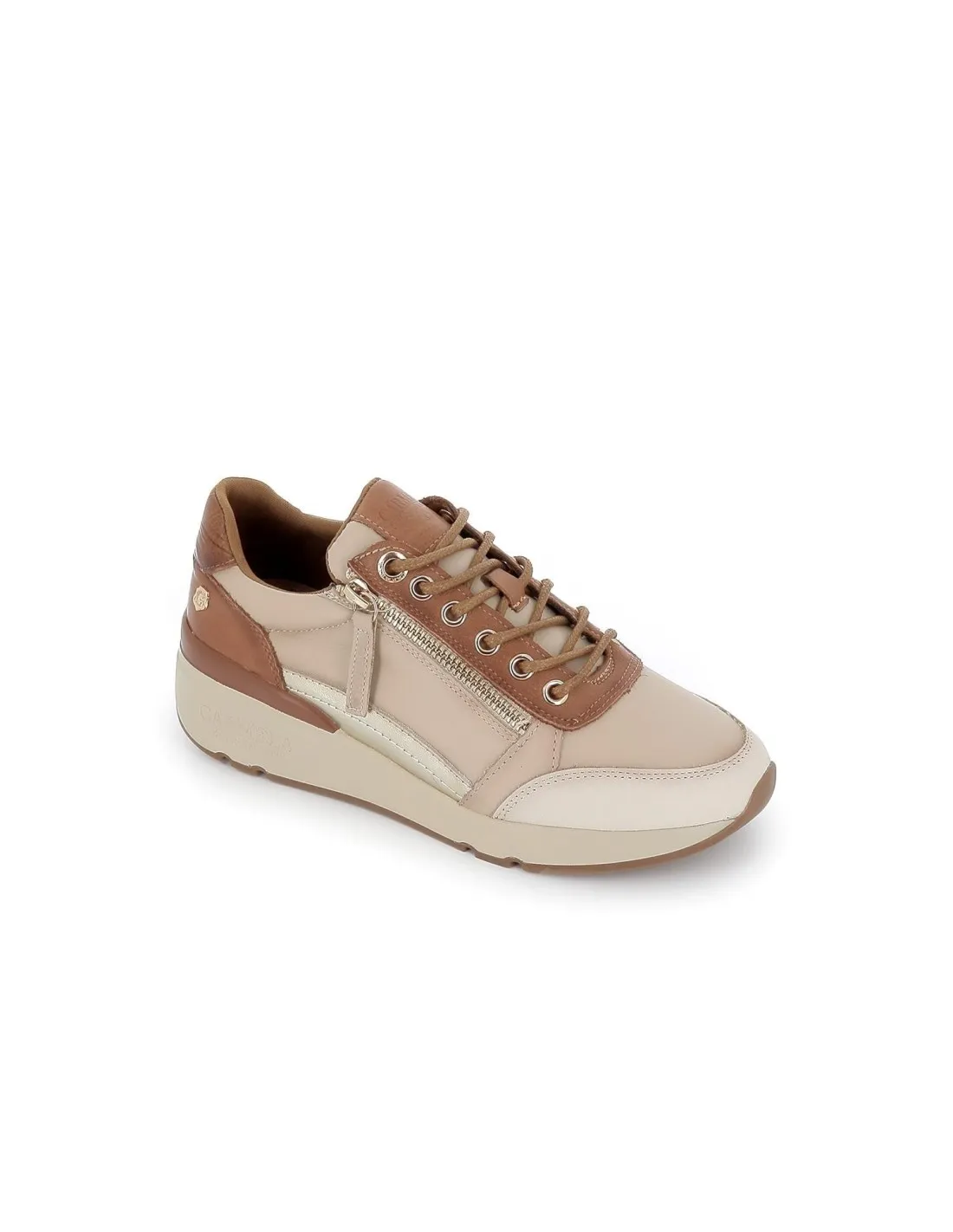 Deportivo cremallera cordones piel blanco mujer CARMELA