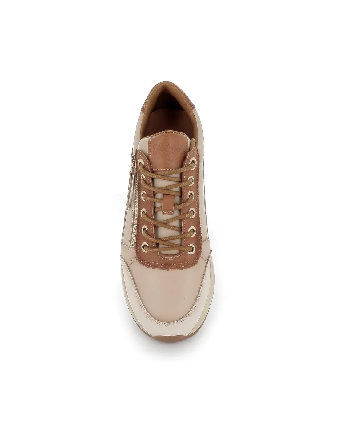 Deportivo cremallera cordones piel blanco mujer CARMELA