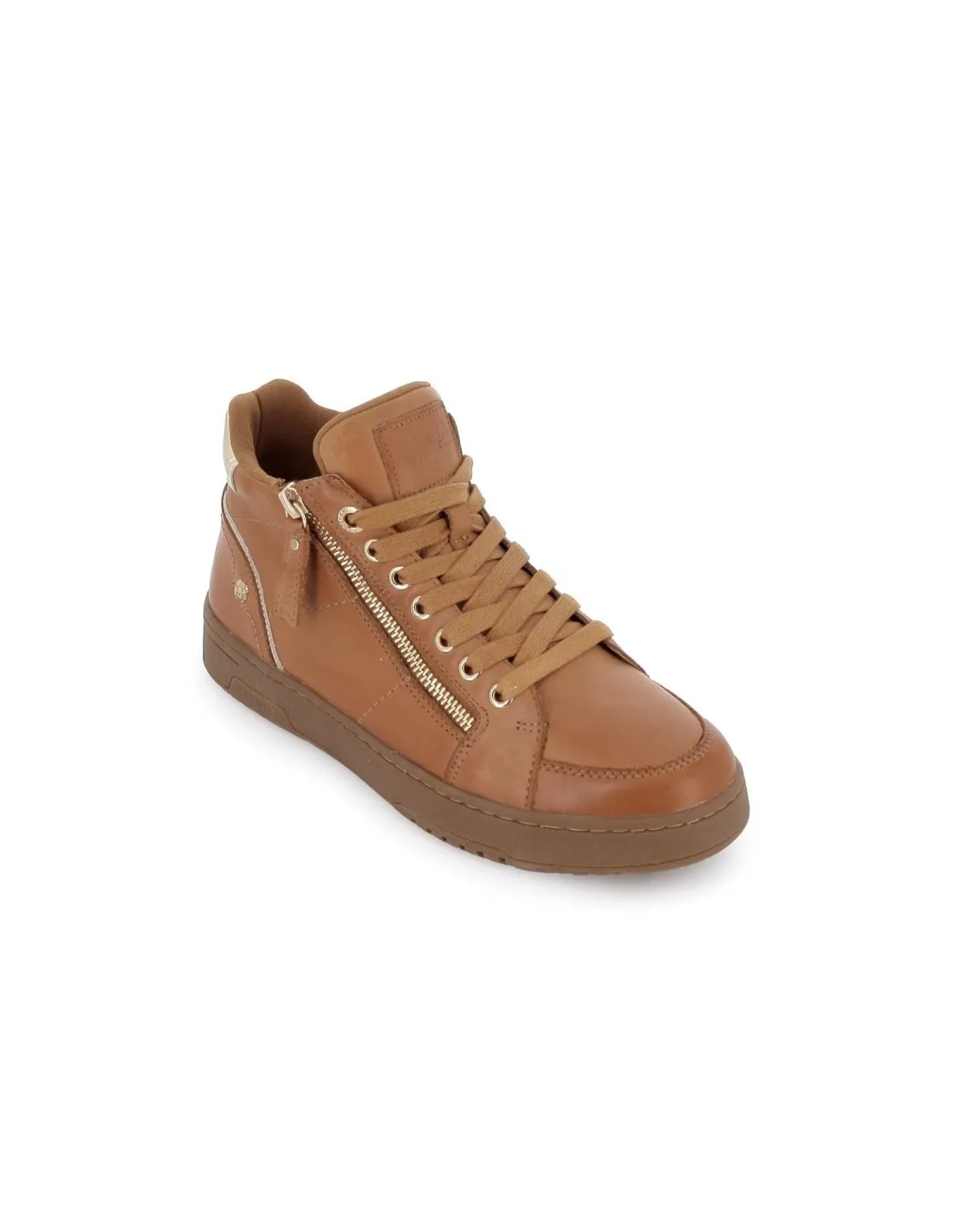 Deportivo cuña cremallera cordones piel camel caña media mujer CARMELA 161076 CARMELA