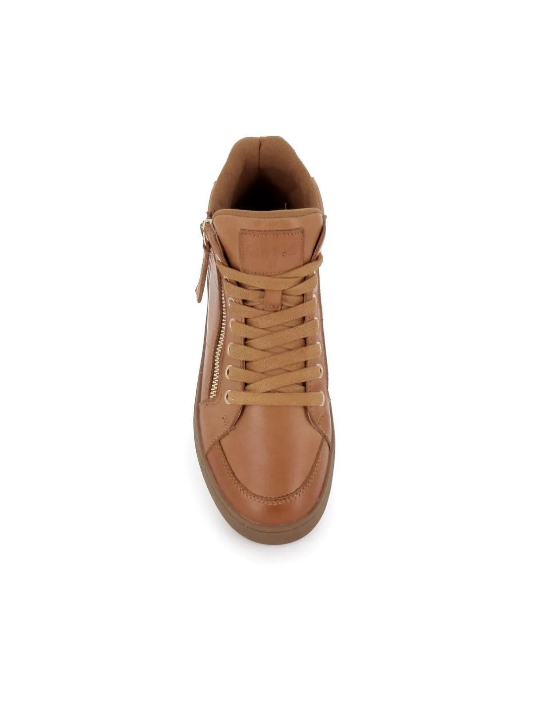 Deportivo cuña cremallera cordones piel camel caña media mujer CARMELA 161076 CARMELA