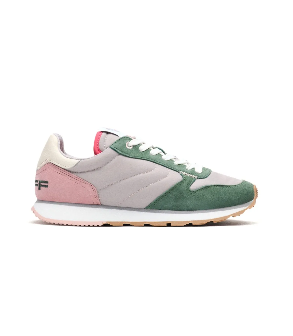 Deportivo tricolor en tonos gris verde y rosa