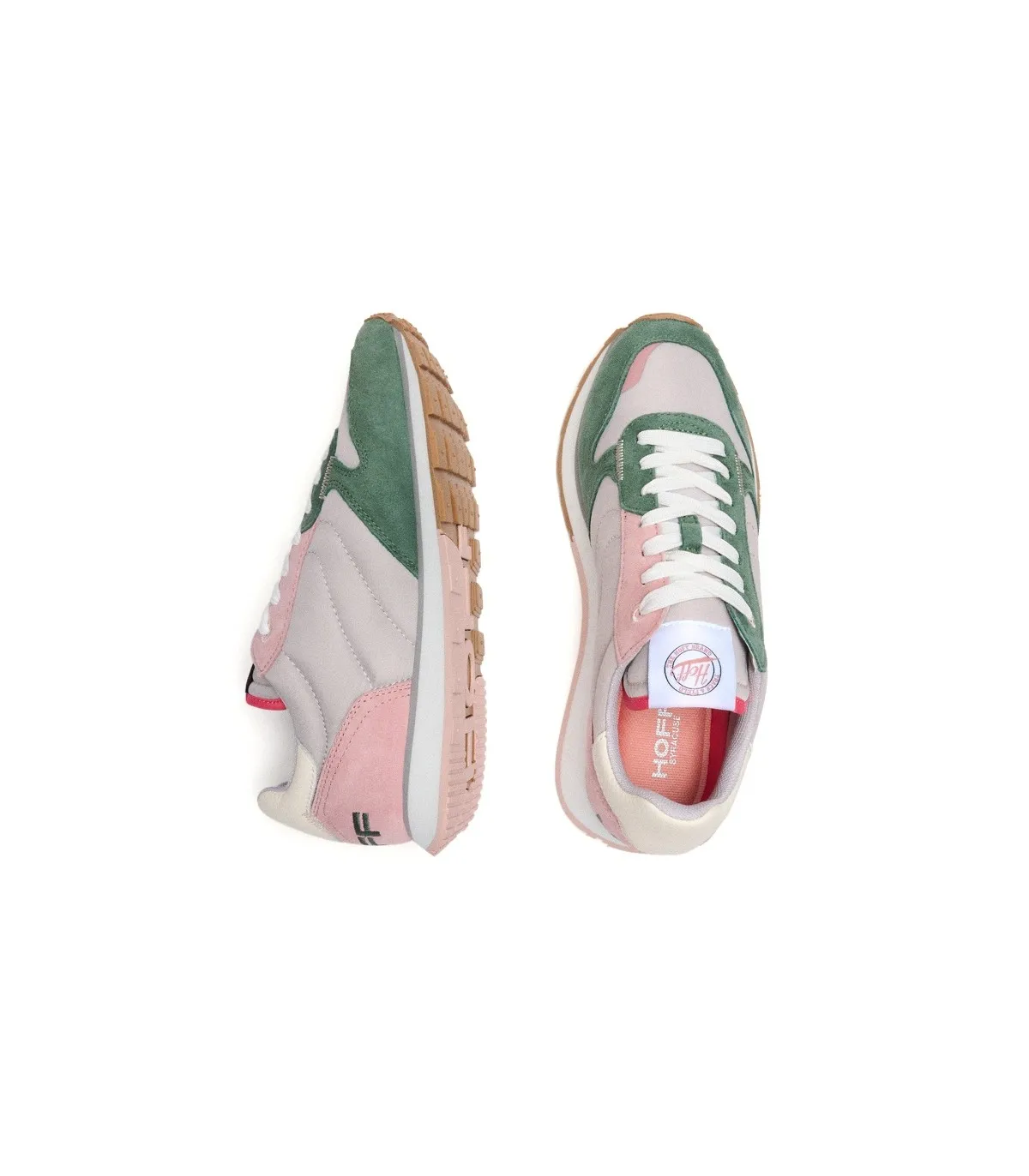 Deportivo tricolor en tonos gris verde y rosa