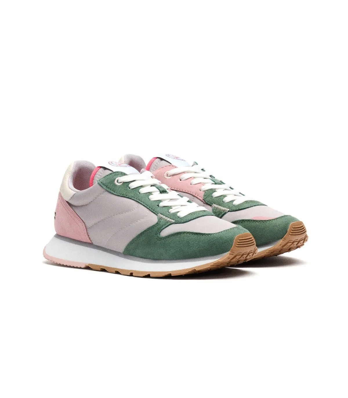 Deportivo tricolor en tonos gris verde y rosa