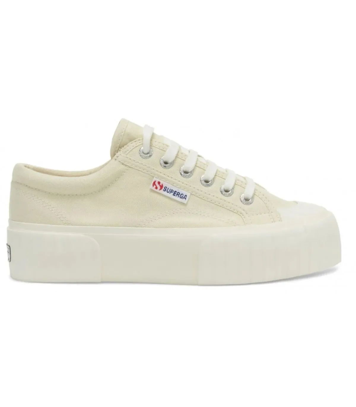 Deportivos en loneta beige de mujer