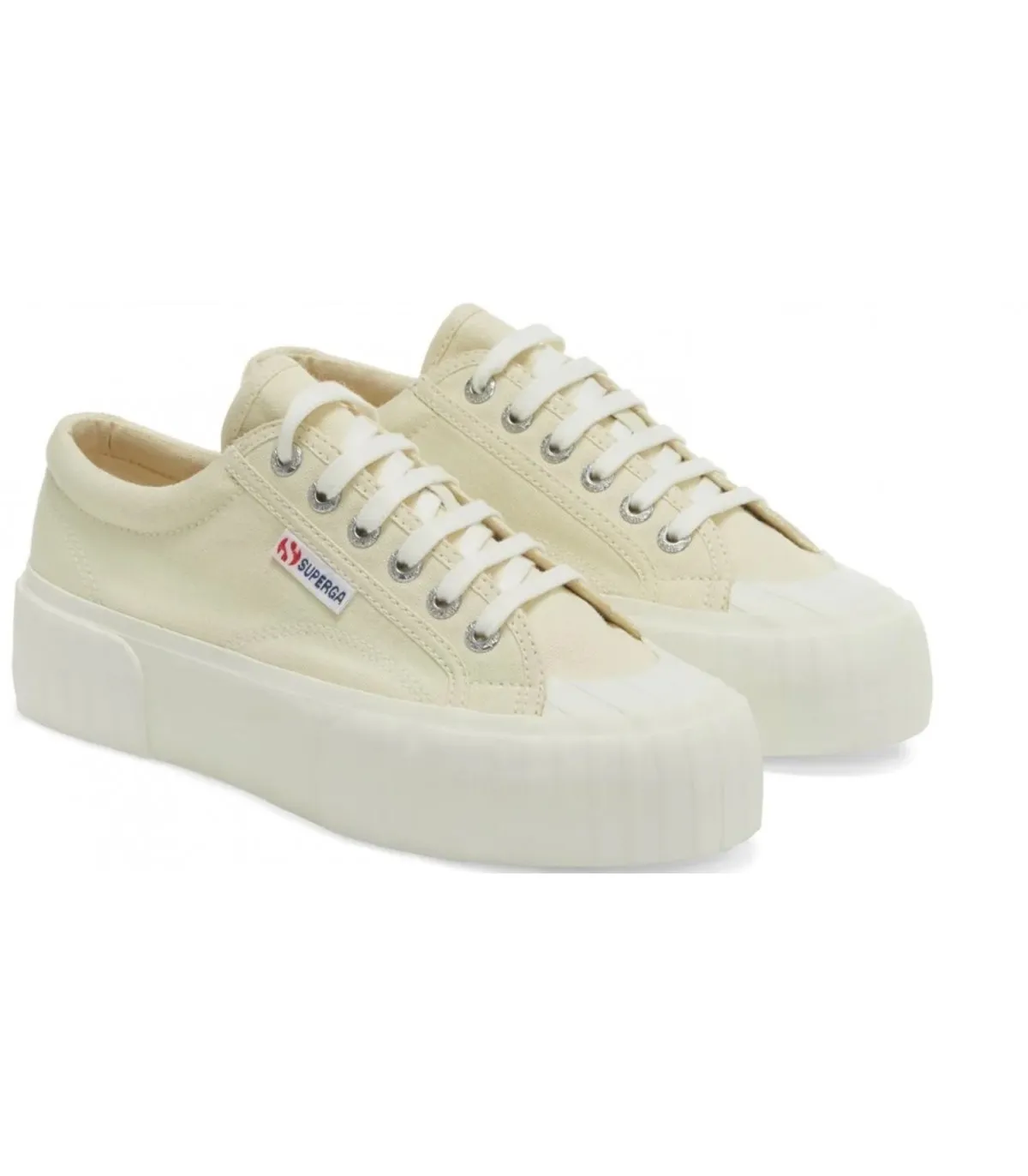 Deportivos en loneta beige de mujer