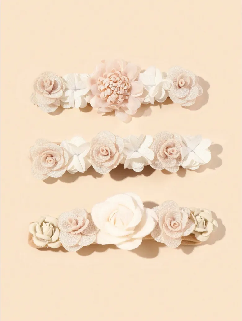 Diademas elásticas con flores 3 uds.