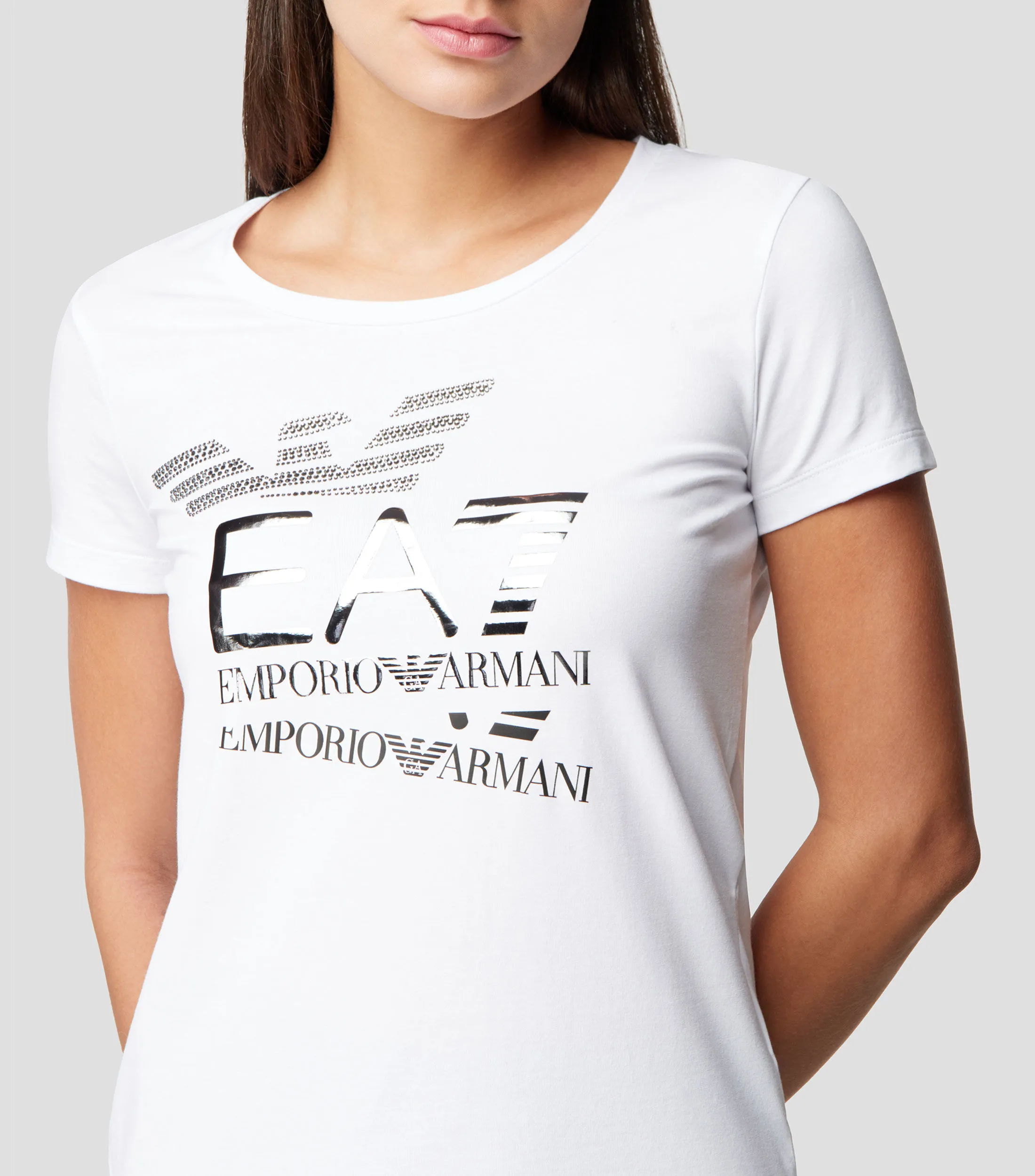 EA7 Emporio Armani Playera de cuello redondo con manga corta estampada Mujer