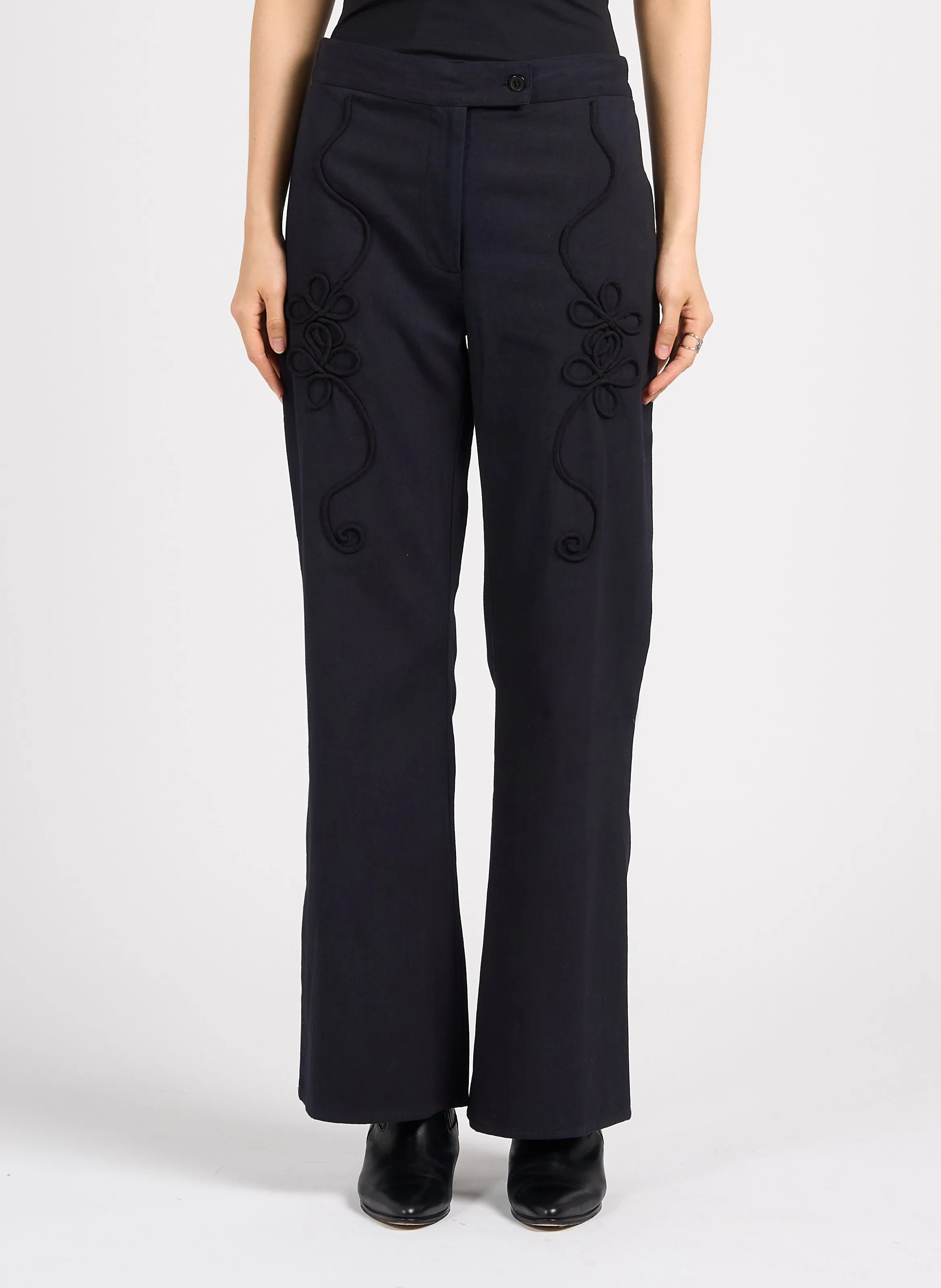 EGO  PANTALóN DE ALGODóN RECTO BORDADO EN NEGRO