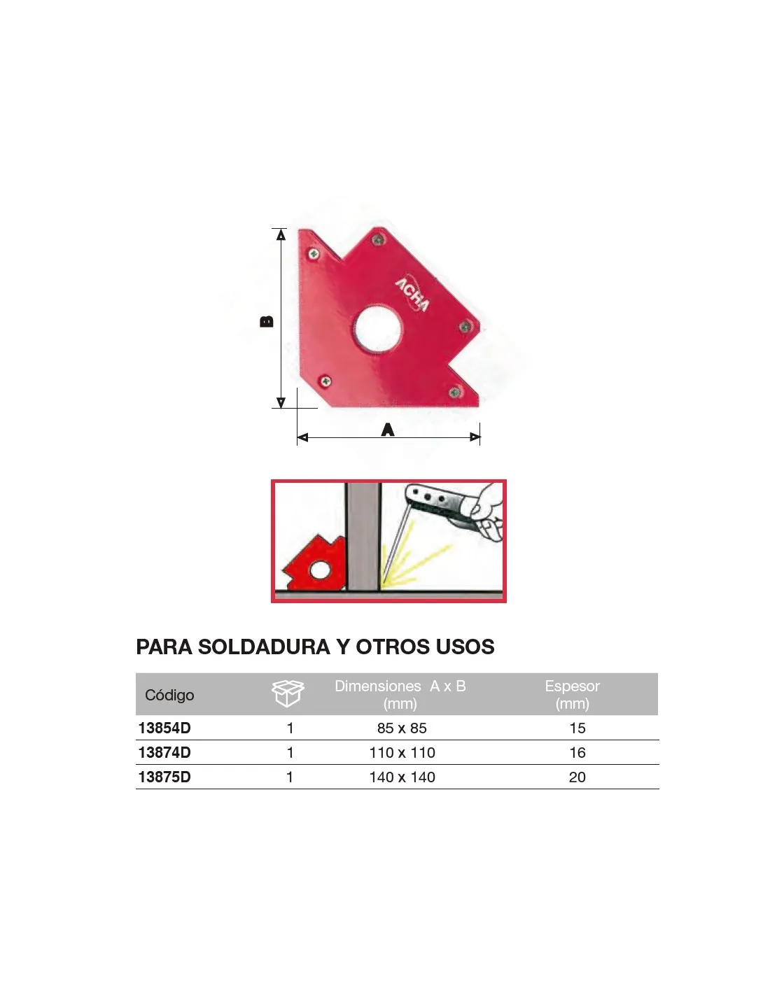 Escuadra magnética para soldadura y otros usos 110x110x18mm