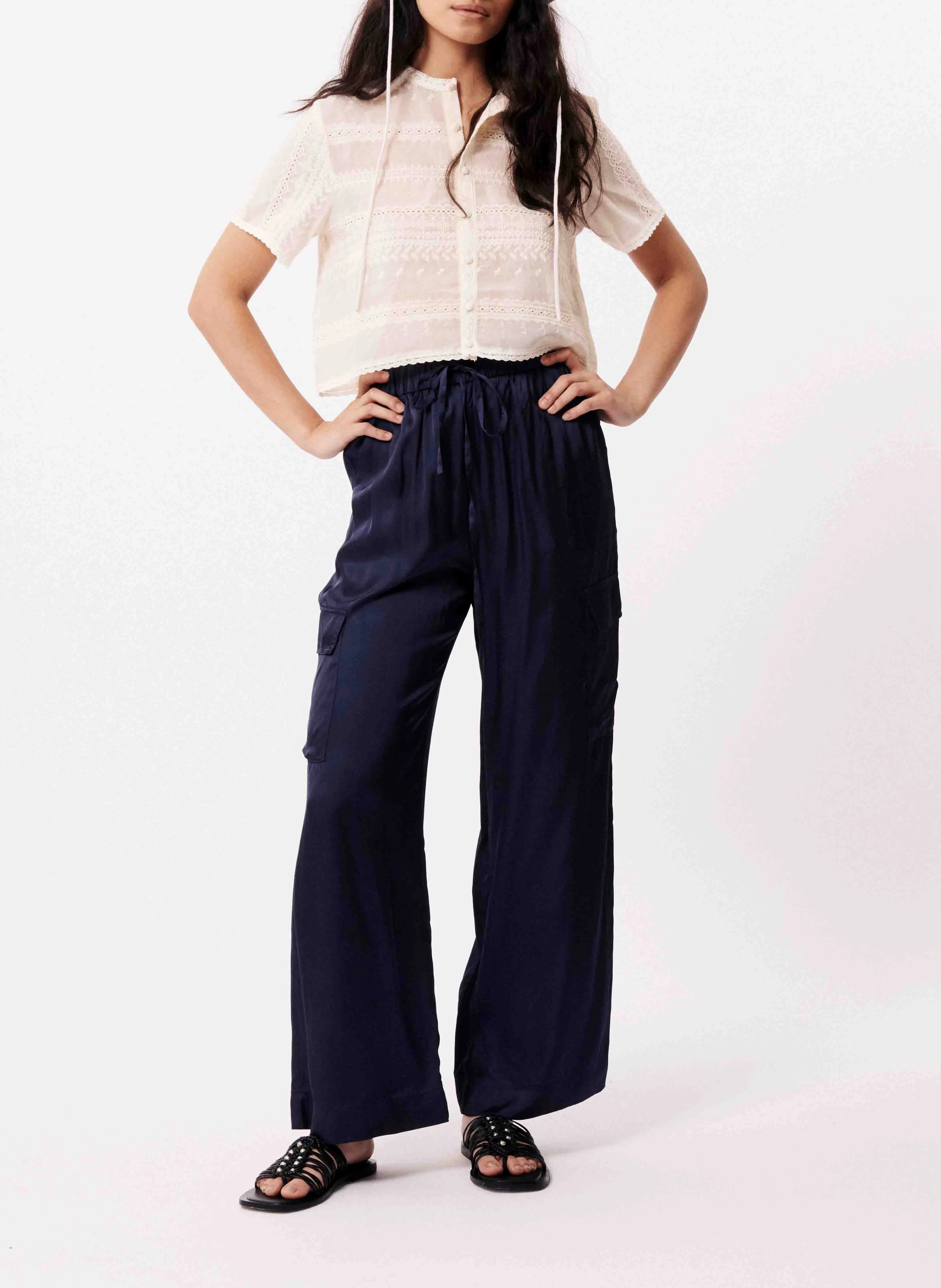 FRNCH NOUMA  PANTALóN RECTO Y VAPOROSO EN AZUL