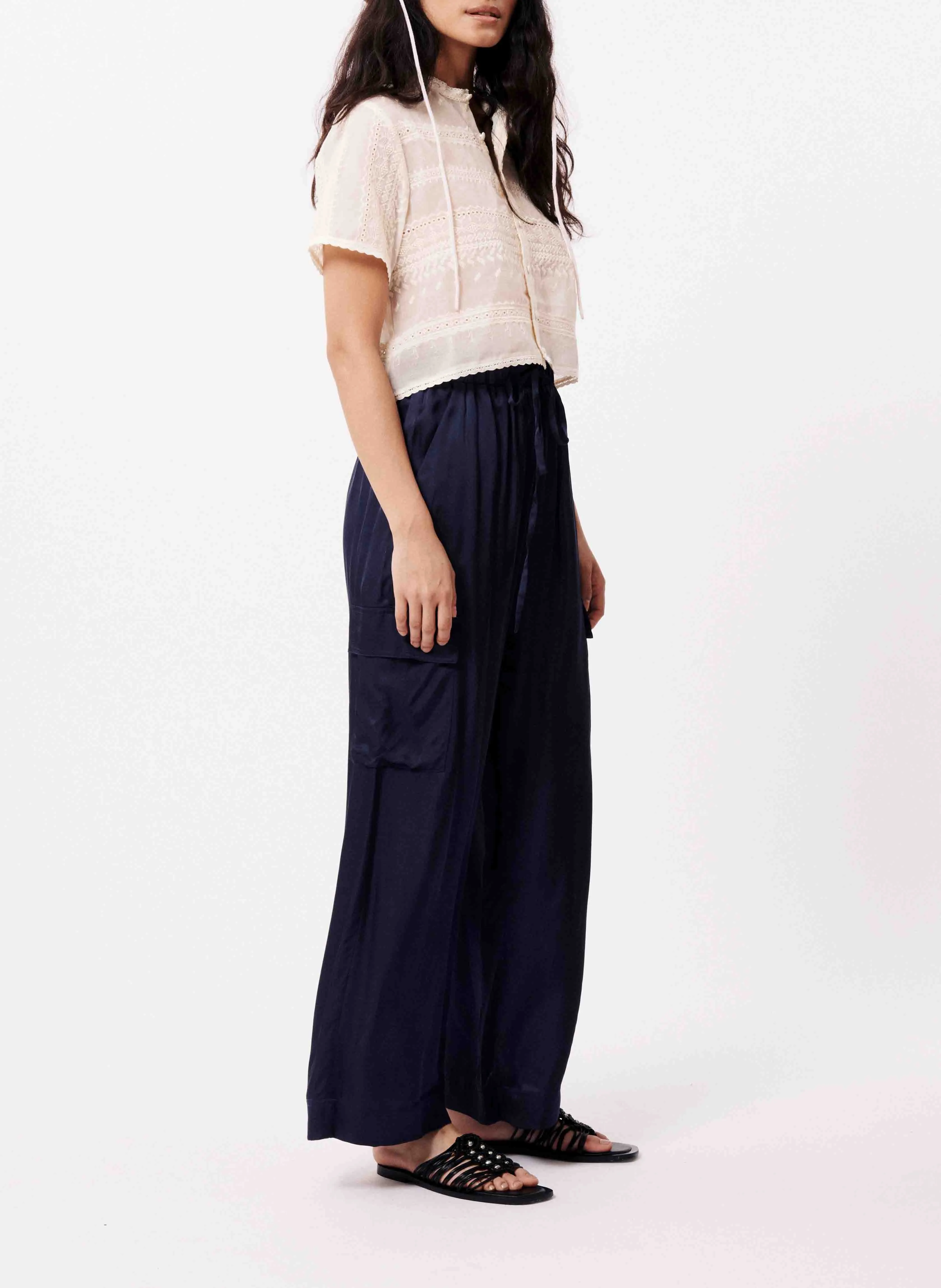FRNCH NOUMA  PANTALóN RECTO Y VAPOROSO EN AZUL
