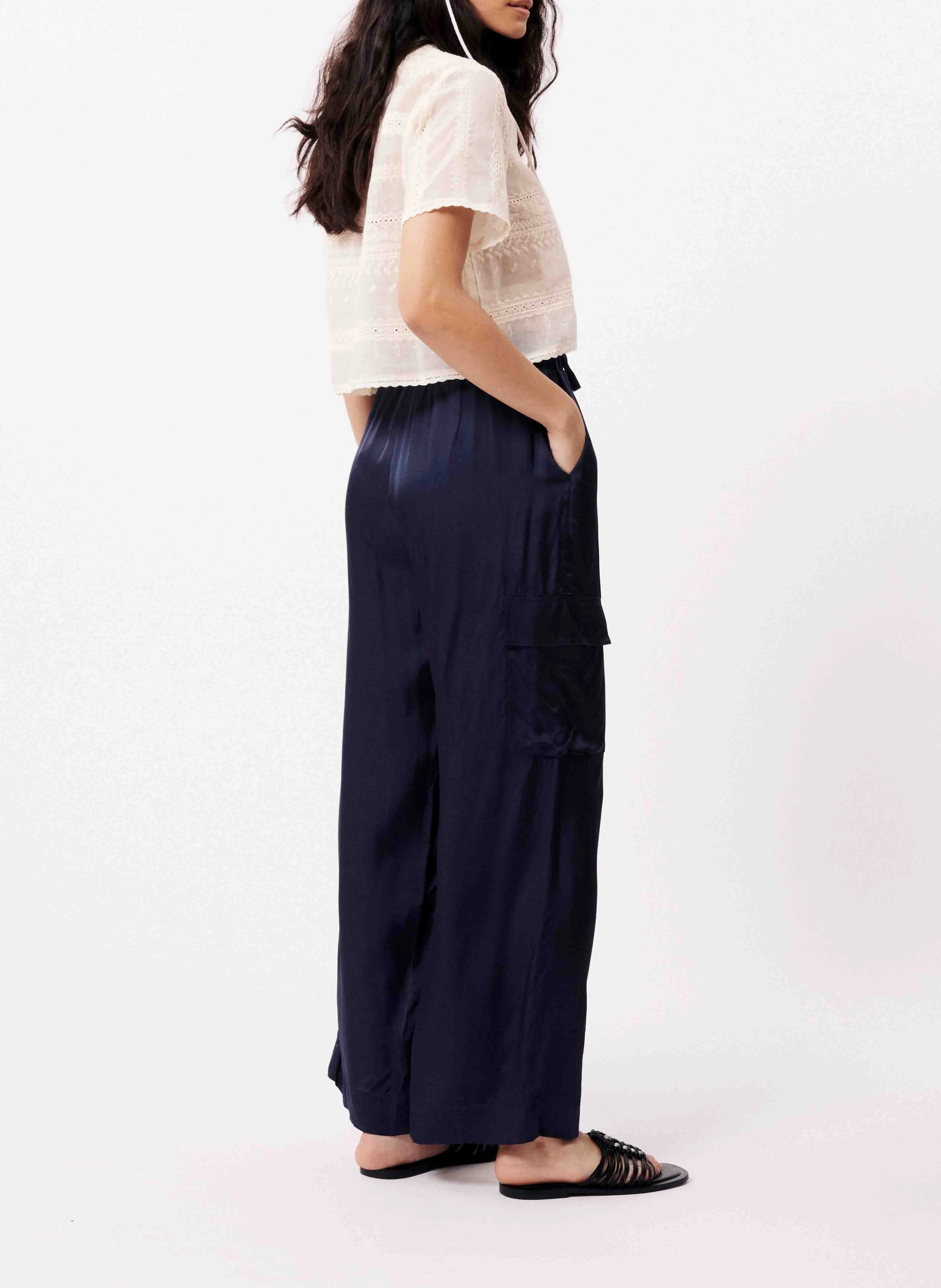 FRNCH NOUMA  PANTALóN RECTO Y VAPOROSO EN AZUL
