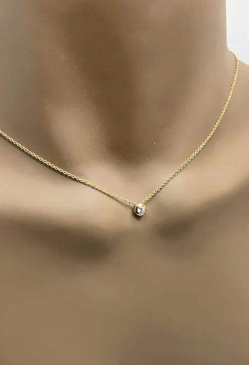 Gargantilla oro amarillo 18k motivo chatón con circonita