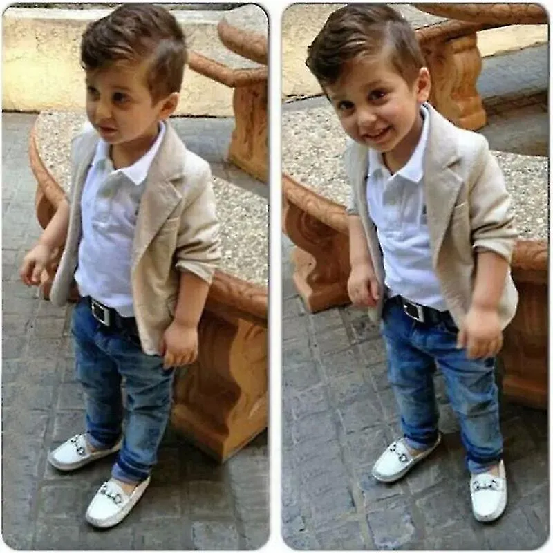 Gentleman Boys Camisa Blazer Chaqueta Pantalones Vaqueros Set Baby Kids Boda Traje Formal