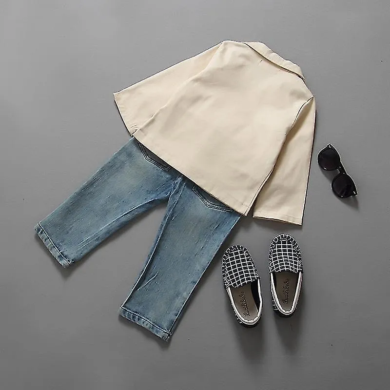 Gentleman Boys Camisa Blazer Chaqueta Pantalones Vaqueros Set Baby Kids Boda Traje Formal