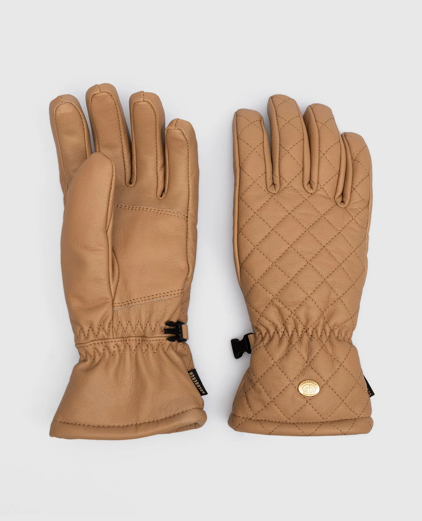 Goldbergh Nishi brown leather quilted gloves