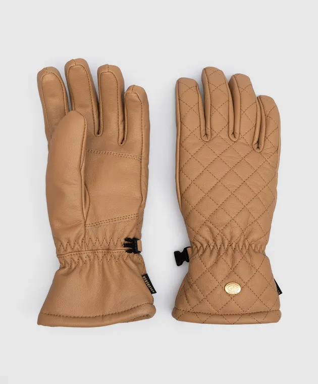 Goldbergh Nishi brown leather quilted gloves