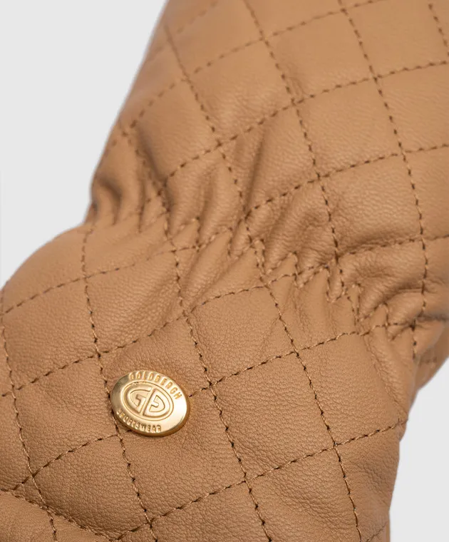 Goldbergh Nishi brown leather quilted gloves
