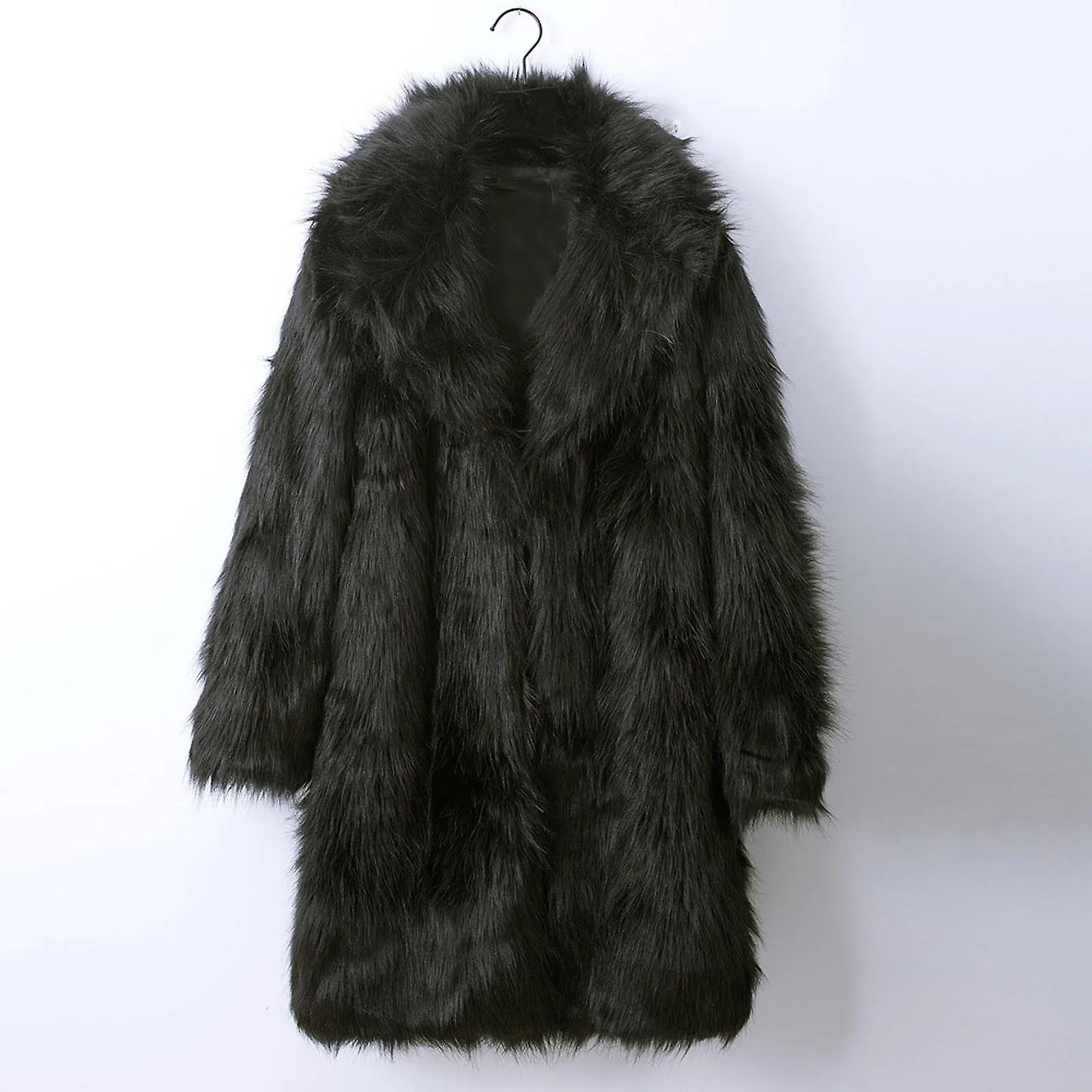HOMBRE CáLIDO ENGROSAMIENTO ABRIGO LARGO CHAQUETA FAUXFUR OUTWEAR CARDIGAN
