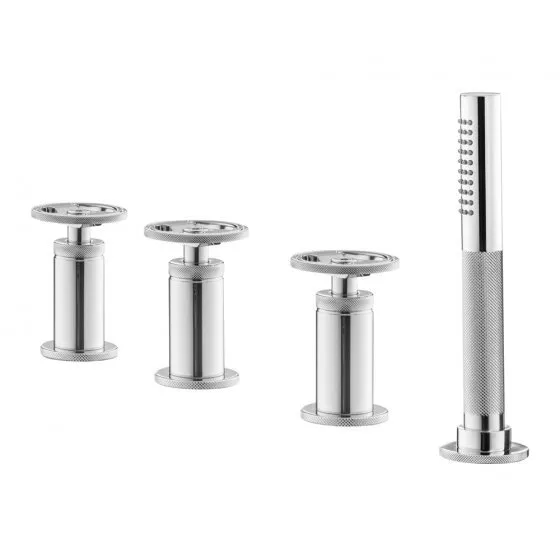 IB RUBINETTERIE BOLD ROUND BORDE BAÑERA CUATRO ORIFICIOS COLUMNA LLENADO CROMADO