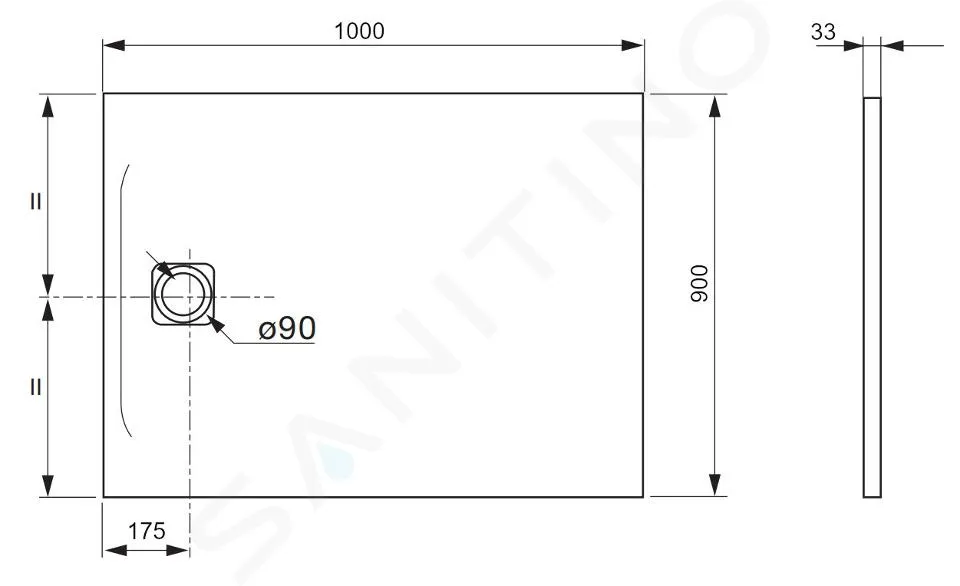 LAUFEN PRO  PLATO DE DUCHA 100X90 CM, GRIS HORMIGóN MATE H2109570790001