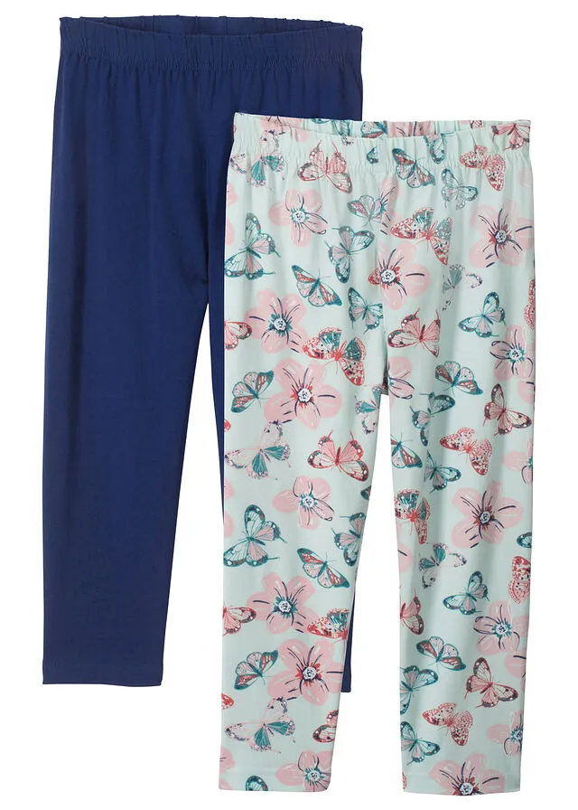 LEGGINGS CAPRI PARA NIñA (2 UNIDADES) AZULMENTA PASTEL ESTAMPADO