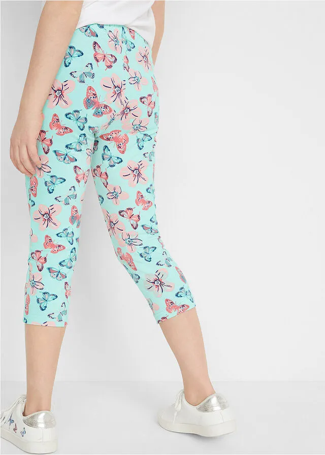 LEGGINGS CAPRI PARA NIñA (2 UNIDADES) AZULMENTA PASTEL ESTAMPADO