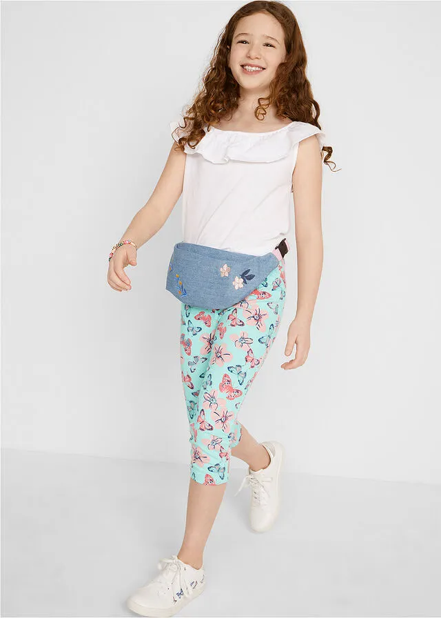 LEGGINGS CAPRI PARA NIñA (2 UNIDADES) AZULMENTA PASTEL ESTAMPADO