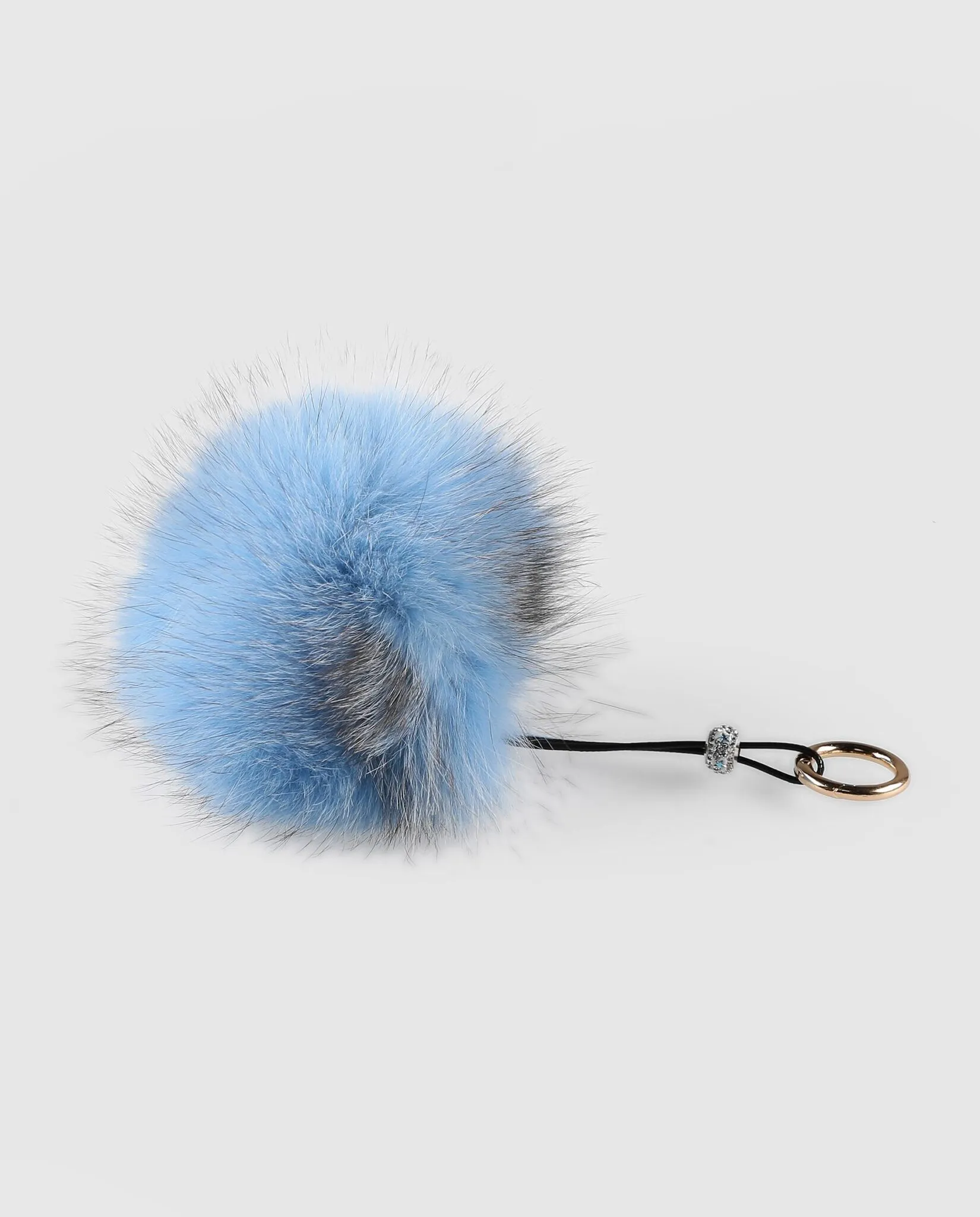 Llavero pompón azul claro de pelo de zorro