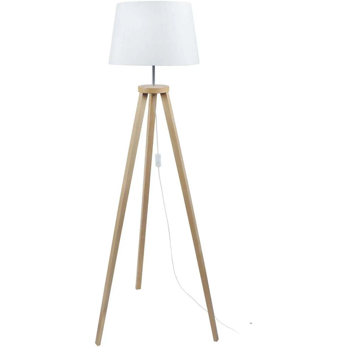 Lámpara de pie pirámide madera natural y blanco