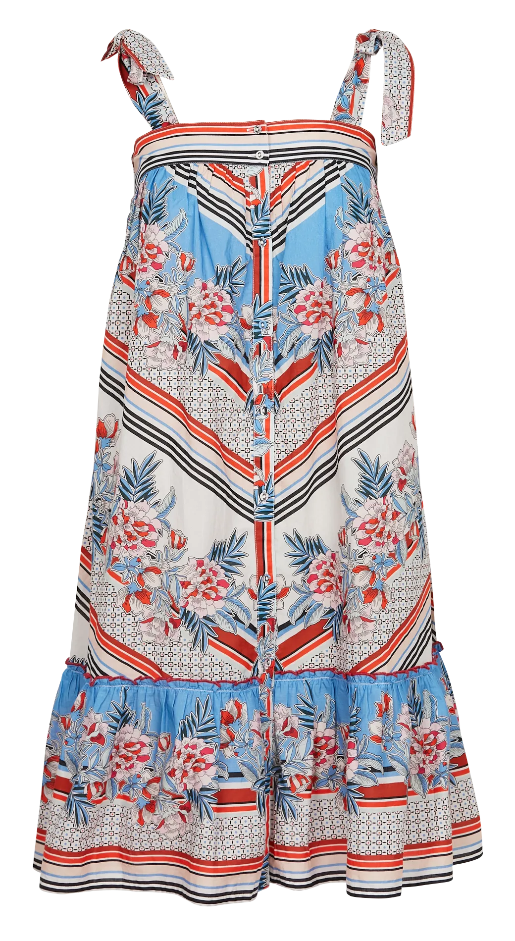 M.A.B.E ARDEN  VESTIDO MIDI ESTAMPADO DE ALGODóN CON FRUNCES EN MULTICOLOR