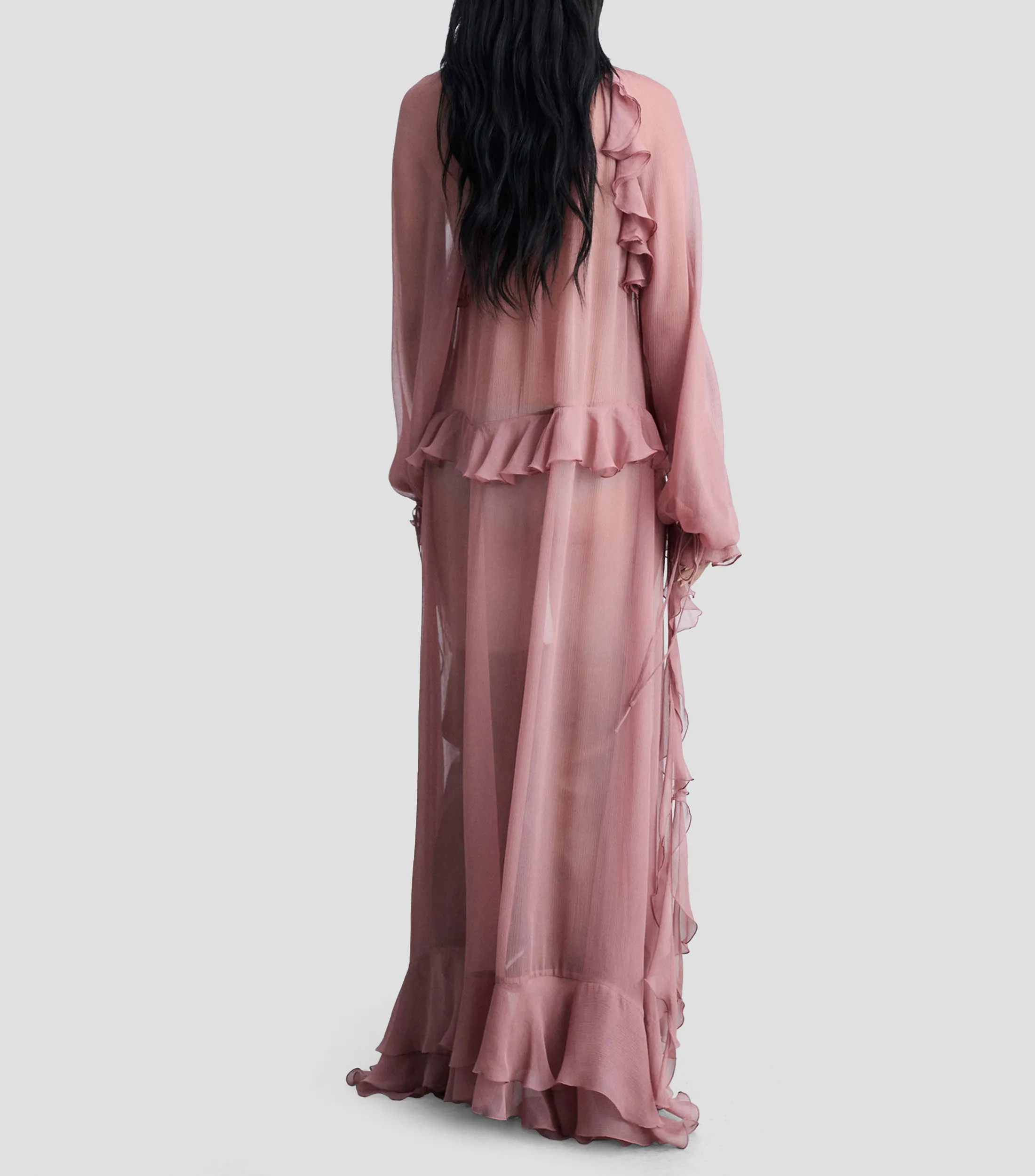 Mango Vestido largo manga larga liso Mujer