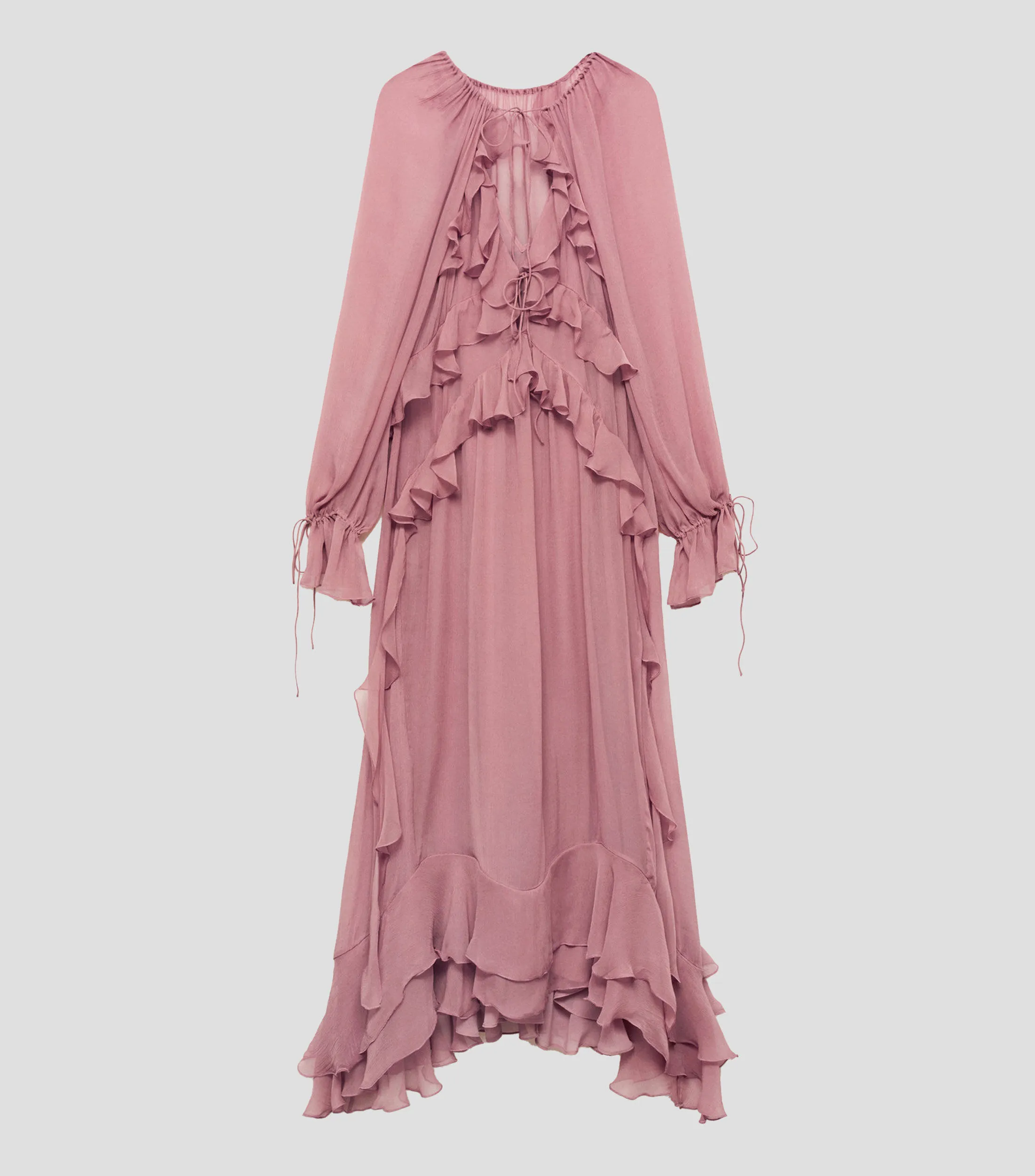 Mango Vestido largo manga larga liso Mujer