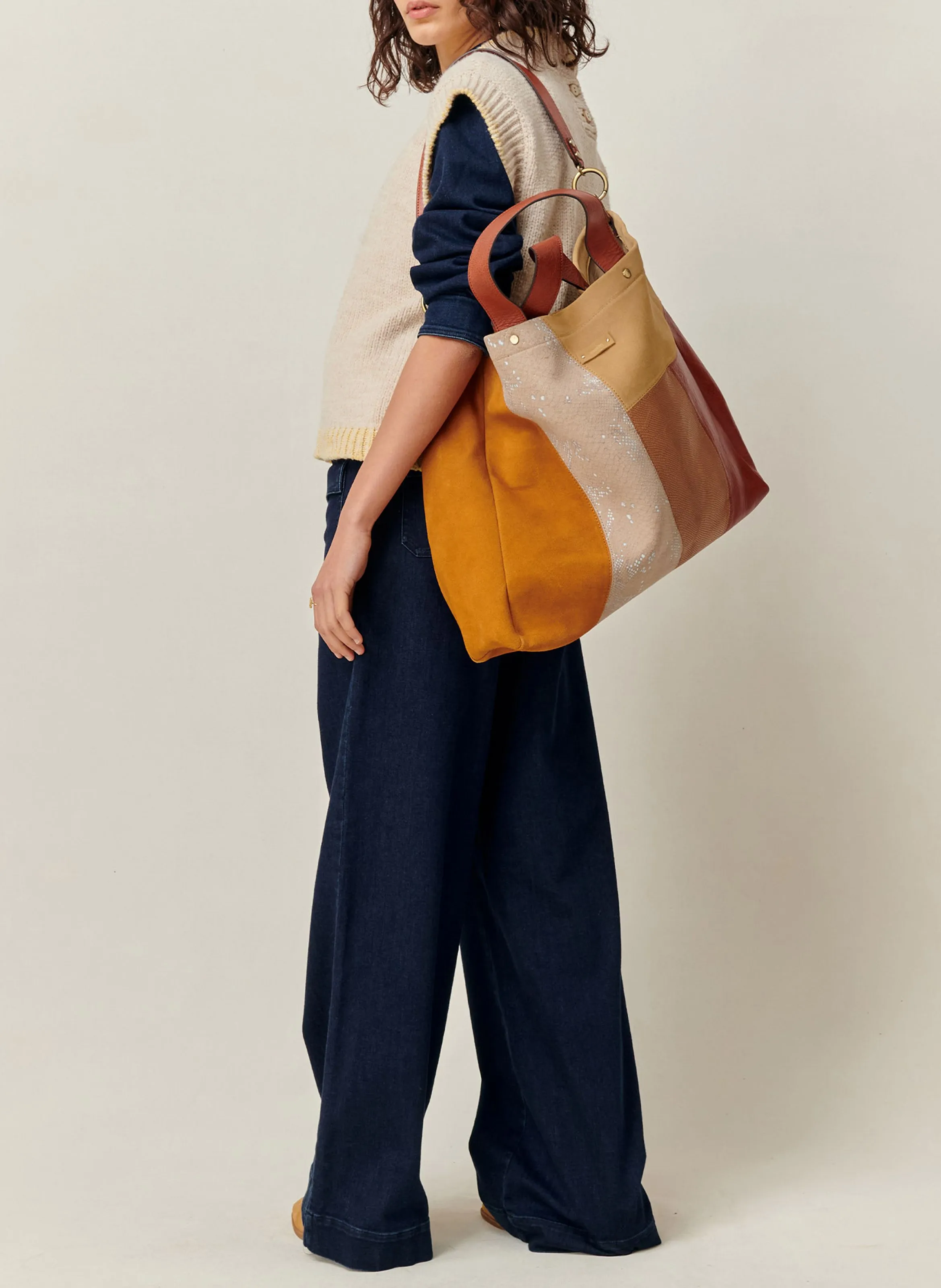 MANHATTAN  PANTALóN FLARE DE TELA VAQUERA LIGERA EN AZUL