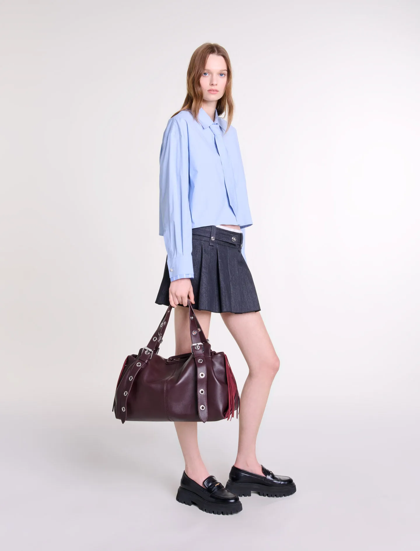 Minifalda negra efecto denim