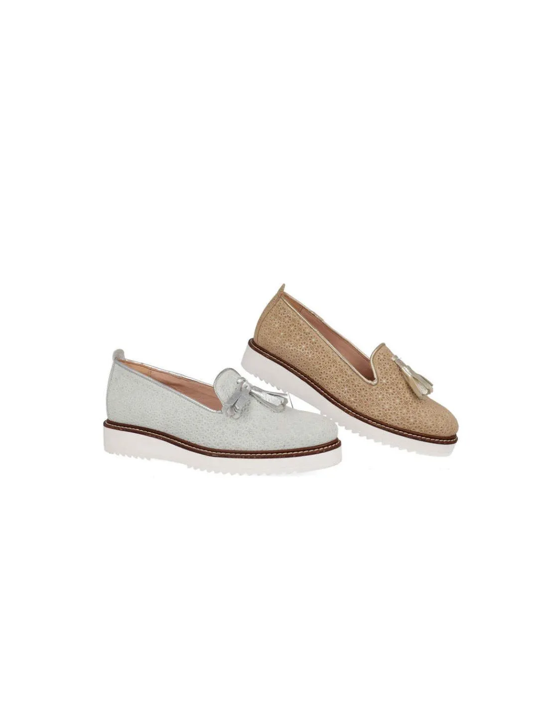 Mocasines Mujer Piel Borlas