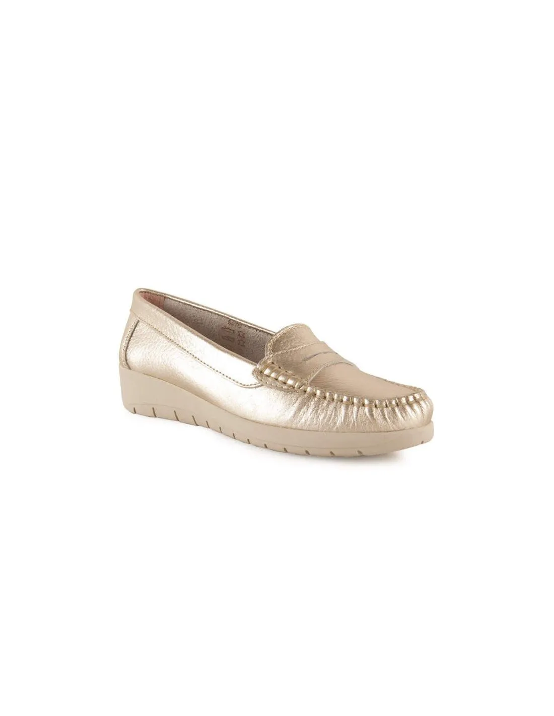Mocasines mujer piel metalizada