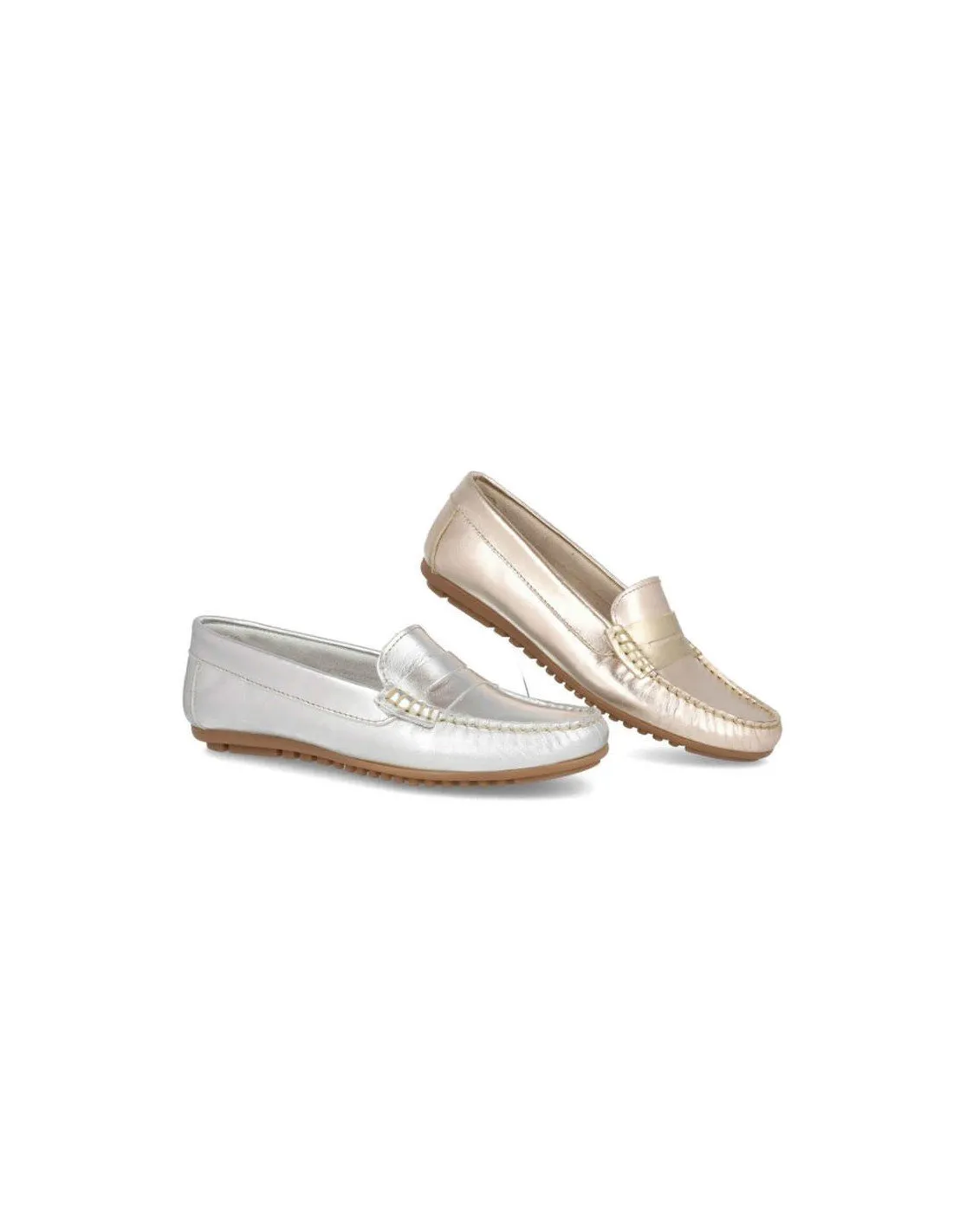 Mocasines piel suave metalizados