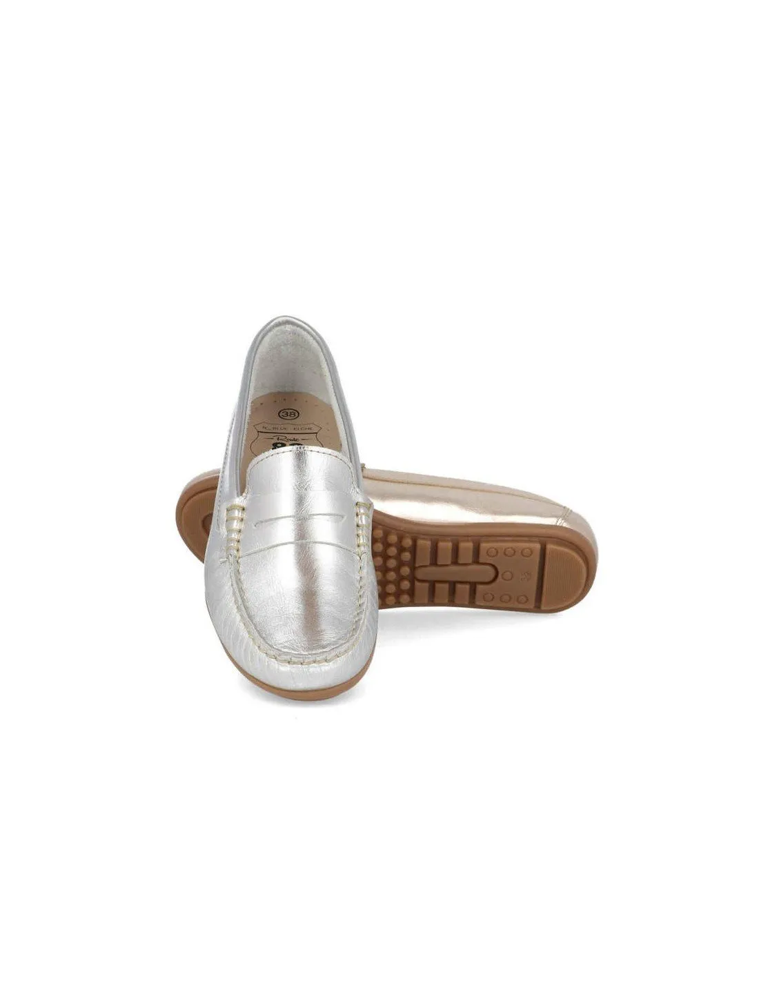 Mocasines piel suave metalizados