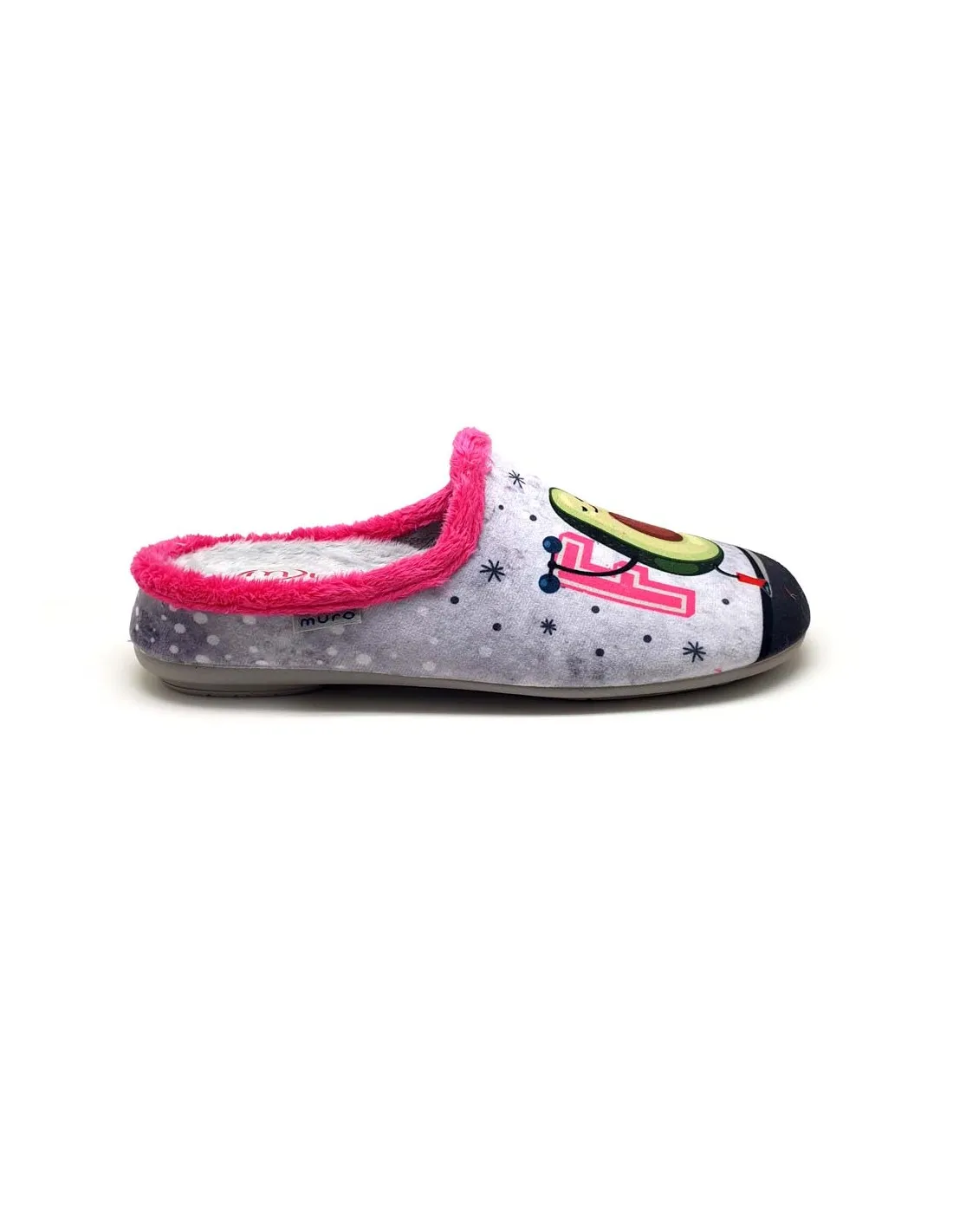 MURO ZAPATILLA CASA MUJER GRIS Y FUCSIA CON LA SERIGRAFIA DE FIT NESS 2714 XXX