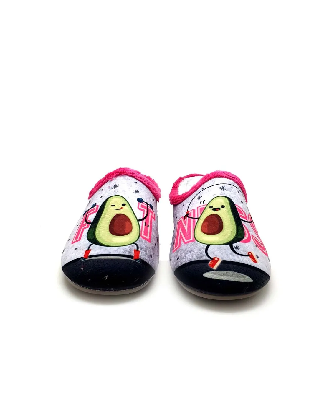 MURO ZAPATILLA CASA MUJER GRIS Y FUCSIA CON LA SERIGRAFIA DE FIT NESS 2714 XXX