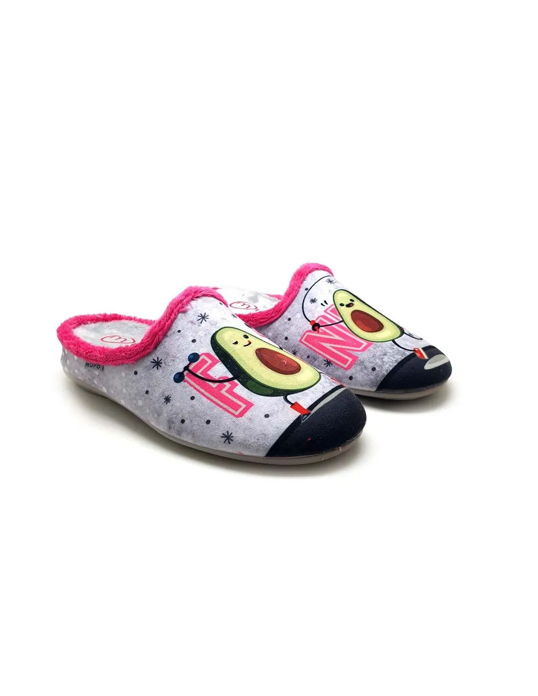 MURO ZAPATILLA CASA MUJER GRIS Y FUCSIA CON LA SERIGRAFIA DE FIT NESS 2714 XXX